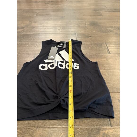 Adidas Tank Top Womens Black Sleeveless Tie Knot Front Crew Neck Size XS NWT - Picture 6 of 7